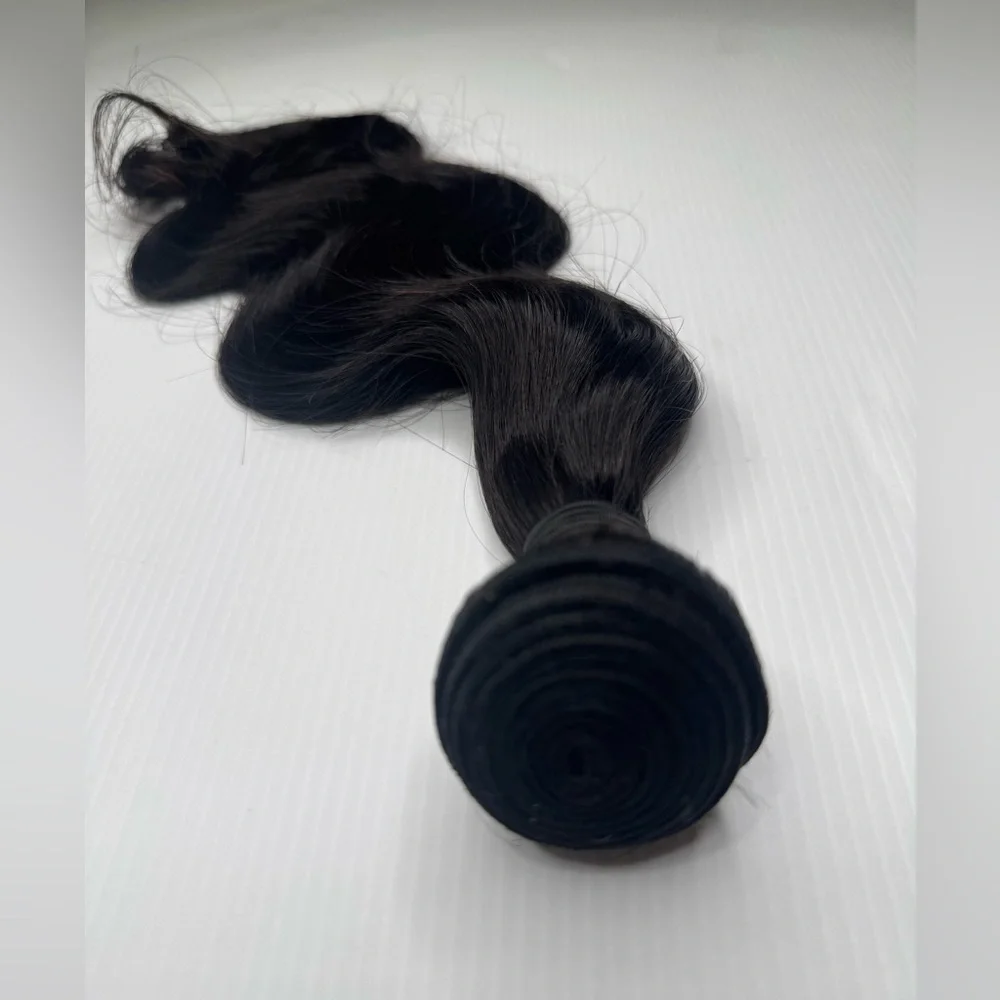 16” 100% Human Hair Body Wave Bundle Natural Black Weft Extension